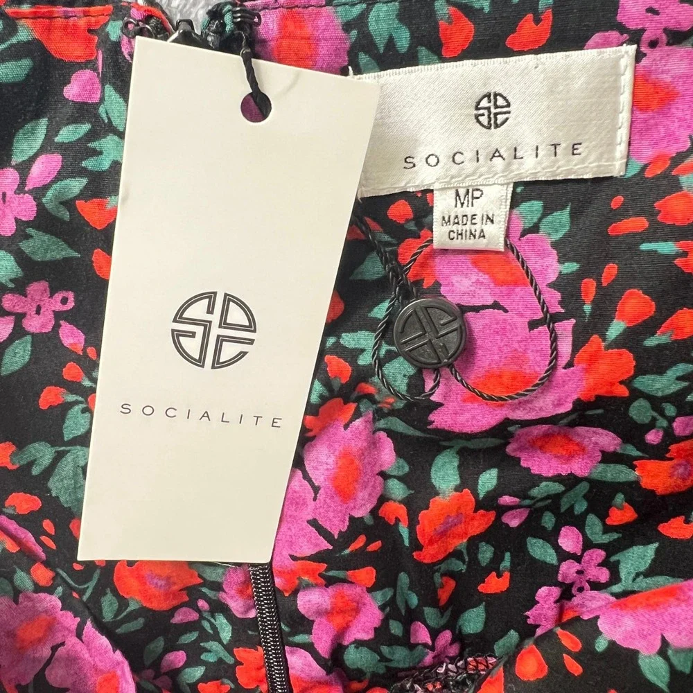 Socialite Pink & Red Floral Keyhole & Slit Cutout Midi Sundress MP Whimsigoth - Picture 5 of 10